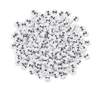 PATIKIL Cuentas Redondas Con Letras, 300 Pcs Letra Z Cuentas De Acrílico Alfabeto Cuentas Blancas Letras Negras Para Hacer Joyas Hacer Pulseras Hacer Collares DIY, Negro
