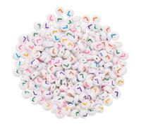PATIKIL Cuentas Redondas Con Letras, 300 Pcs Letras l Alfabeto De Acrílico Cuentas Blancas Letras De Colores Para Hacer Joyas Hacer Pulseras Hacer Collares DIY, Multicolor