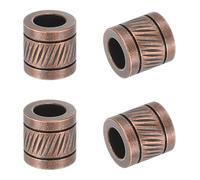 PATIKIL Cuentas Separadoras De Cuerda de Paracaídas De Acero Inoxidable, 4 Piezas De Cuentas Tubulares Estriadas Con Agujero Grande De 6mm Para Hacer Bisutería DIY Como, Color Cobre Rojo