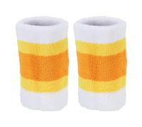 PATIKIL Deportes Pulseras 8x10cm 2 Paquete Atlético Algodón Toalla Tela Absorbente Absorbente Muñequera para Tenis Baloncesto Hacer Ejercicio Fuera Correr Blanco Amarillo Naranja