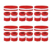 PATIKIL Diadema y Muñequeras de Sudor, 6 Set/18Pcs Diadema de Terry para Deportes Baloncesto Tenis Gimnasio Trabajo, Rojo, Blanco