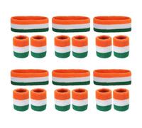PATIKIL Diadema y Muñequeras de Sudor, 6 Set/18Pcs Diadema de Terry para Deportes Baloncesto Tenis Gimnasio Trabajo, Verde, Blanco, Naranja