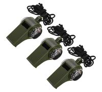 PATIKIL Emergencia Silbato, 3 Paquete Supervivencia Silbatos 3 en 1 con Brújula Termómetro Cordón para Acampar Senderismo Exterior Caza Pesca Navegación, Verde