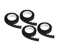 PATIKIL Encaje Cinta Autoadhesivo Encaje Cinta, 4 Rollos Algodón Enmascaramiento Pegatina para Detallar Acento Pared Decoración Arte, Negro