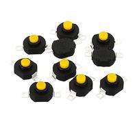 PATIKIL Enganche Pulsador Botón Interruptor, 10uds YT-1412-KD Plano Pasador con Agujero ON/OFF Autobloqueo 30V 0.5A Micro Interruptor para Linterna Luz Pared Toma, Negro