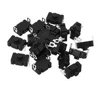 PATIKIL Enganche Pulsador Botón Interruptor, 20uds KAN-28 Doblado Pasador con Agujero ON/OFF Autobloqueo 250V 1.5A Micro Interruptor para Linterna Luz Pared Toma, Negro