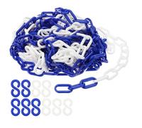 PATIKIL Enlaces de Cadena de Plástico, 30pcs de Cadenas de Seguridad, Cadenas de Plástico Azul/Blanco para Barreras, Control de Multitudes, Filas de Espera, Estacionamiento y Decoración