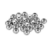 PATIKIL Espaciadores Redondos Lisos, 30 Piezas 8Mm Od 3.5Mm Id Bolas Metálicas de Acero Inoxidable 304 Para Pulseras, Collares, Pendientes y Manualidades de Joyería, Color Plata