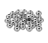 PATIKIL Espaciadores Redondos Lisos 50 Unidades 8 mm de OD y 2.5 mm de ID Bolas Metálicas de Acero Inoxidable 304 sin Costuras para Hacer Pulseras Pendientes y Joyería Plata