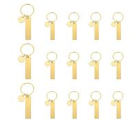 PATIKIL Espacios para Grabado en Acero Inoxidable, 15 Piezas de Aros para Llaveros Metálicos con Etiqueta Colgante para Llaveros,Artesanías,Tonos Dorados (Rectangulares)