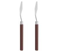 PATIKIL Espátula de arte, 2 piezas n.º 2 de 13 mm de acero inoxidable flexible, cuchillo de pintura, espátula de pintura al óleo, raspador de mezcla con mango de madera para lienzo, pintura acrílica