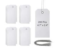 PATIKIL Etiquetas de Despacho de Plástico con Alambre 4 3/4" x 2 3/8", 200 Piezas Etiquetas Colgantes en Blanco Impermeables con Alambres Etiqueta de Etiquetado para Marcar Piezas, Blanco