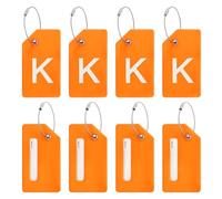 PATIKIL Etiquetas de Equipaje, 8 Piezas Etiqueta de Maleta de Silicona Identificador de Tarjeta de Identificación de Equipaje Única, Letra K, Naranja