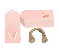 PATIKIL Etiquetas Regalo Con Cuerda 100Pcs Etiquetas Papel En Blanco Rectangulares Con Borde Ondulado Y Mariposa Hueca Con Cuerda Yute Para Favores Fiesta Cumpleaños Bodas Rosa Claro