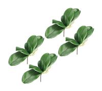 PATIKIL Falsa Orquídea Hojas 3.3 Pulgada, 4 Paquete Pequeño Artificial Falenopsis Follaje Real Látex Toque Verde Planta 5 Hojas con Tallos para Casa Flores Maceta Decoración, Verde