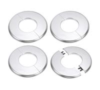 PATIKIL Fascia Divisibile Da Parete 2"/51mm 4Pcs ABS Rotonda Autoadesiva Coprifascia Per Decorazione Tubo Rubinetto Argento