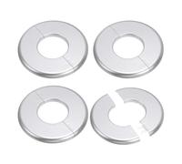 PATIKIL Flangia A Parete 1.73"/44mm 4Pcs ABS Rotonda Autoadesiva Copripiastra Ghiera Per Decorazione Tubo Dell'acqua Rubinetto Argento