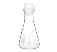 PATIKIL Frasco cónico de boca ancha, frasco de vidrio borosilicato con tapón de silicona de núcleo esmerilado y medida graduada para laboratorio, transparente, 250 ml, 8,5 oz