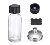 PATIKIL Frasco De Vidrio Redondo De 1 Onza/15ml Con Tapas Antifugas Frasco De Muestra Blanco Con Etiquetas Embudo De Acero Inoxidable Y Tapa De Reemplazo Para Perfume Casero Aceite