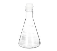 PATIKIL Frasco Erlenmeyer de boca estrecha de 1000 ml, frasco cónico de vidrio de borosilicato 3.3 con tapón de silicona con núcleo de arena, frascos graduados, escala impresa para laboratorio