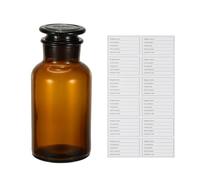 PATIKIL Frasco Reactivo Vidrio 500ml, Frasco Almacenamiento Medios Reactivo Boca Ancha Con Tapón Esmerilado Para Laboratorio Líquidos Reactivos Agua Química Ciencia, Marrón (17.6 Onzas)