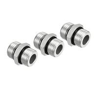 PATIKIL G1/2 x G1/2 Macho Rosca Tubo Adaptador Montaje, 3 Paquetes Hexagonal Boquilla Tubo Conexión para Agua Tanques, Plateado Tono
