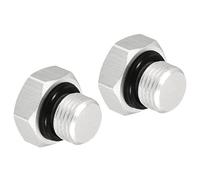 PATIKIL G1/8 Macho Rosca Hexagonal Cabeza Tubería Tapón, 2 Paquete Aluminio Tuerca Tapa Zócalo Manguera Montaje Adaptador Conector para Agua Combustible Gas Tubo, Plata