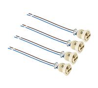 PATIKIL G9 Luz Base Zócalo, 4 Paquete Cerámica Lámpara Soporte Conector Iluminación Reemplazo con 140mm Cable Alambre para Halógeno Incandescente LED Luz Bombilla