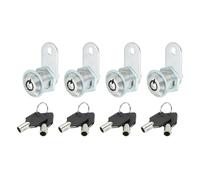 PATIKIL Gabinete Leva Cerradura con Llave, 4 Paquete 4/5"(20mm) Llave Diferentes Leva Cerradura Cilindro Zinc Aleación Cromo Cajón Cerraduras Tubular Leva Cerradura Extraíble Llave