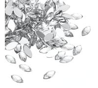 PATIKIL Gemas Marquesa, 300 Pcs 8x4mm Rhinestones Acrílicos de Espalda Plana Forma de Ojo de Caballo Navette para Manualidades y Joyería, Blanco