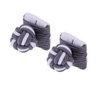 PATIKIL Gemelos De Nudo De Seda, Forma Cuadrada Gemelos De Camisa De Tela Elástica Accesorios De Vestir Nudo Retorcido Para Hombres Mujeres Regalo De Negocios Boda Gris Blanco
