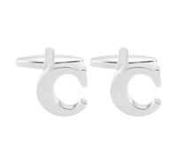 PATIKIL Gemelos Iniciales Clásicos Letra C De Cobre Para Hombre 26 Letras A-Z Con Caja Para Hombre Padre Esposo Regalo De Bodas Negocios Cumpleaños Fiesta, Tonel Plata