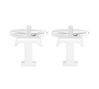 PATIKIL Gemelos Iniciales Clásicos Letra T Cobre Gemelos Para Hombre 26 Letras A-Z Con Caja Para Hombre Padre Esposo Regalo De Bodas Negocios Cumpleaños Fiesta, Tonos Plateados