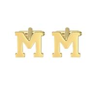 PATIKIL Gemelos Iniciales, Letra Clásica Del Alfabeto M Acero Inoxidable Gemelos Para Hombres 26 Letras A-Z Con Caja Para Hombre Padre Esposo Regalo De Bodas Negocios Cumpleaños, Dorado