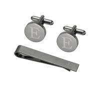 PATIKIL Gemelos Para Hombre, Conjunto De Clip Para Corbata Y Gemelos Personalizados En Cobre Clásico Para Padre Esposo Hijo, Letra E (Negro)