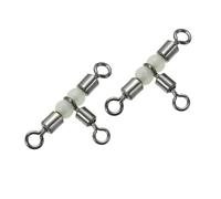 PATIKIL Giratorio de 3 Vías 0.9x0.5 Pulgadas, Paquete de 30 Cruces en T con Cuentas Luminosas para Montaje de Línea de Pesca de Bagre en la Playa, Negro