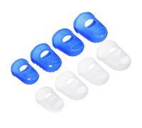PATIKIL Goma Dedo Puntas, 16 Paquete Silicona Pulgar Dedo Punta Protector Cubiertas Almohadillas Dedal para Guitarra Tocar Oficina Cuenta Costura, Transparente, Azul 4 Tamaño