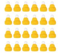 PATIKIL Gorros De Punto Miniaturas De Navidad 24Pcs Gorros Para Muñecas DIY Manualidades Decoración Para Accesorios De Cabello Artesanías Festival Adornos Para Árbol Amarillo Pino Flor