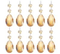 PATIKIL Gotas de Cristal para Lámparas de Araña, 10 Paquetes de 85 mm de Longitud 38 mm de Prismas de Lámparas de Araña Piezas Adornos Colgantes para Manualidades Decoración, Oro Champán