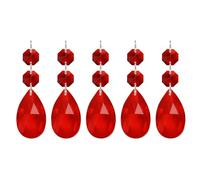 PATIKIL Gotas de Cristal para Lámparas de Araña, 5 Paquetes de 85 mm de Longitud 38 mm de Prismas de Lámpara de Araña Piezas Adornos Colgantes para Manualidades Decorativas, Rojo