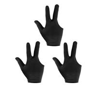 PATIKIL Guantes de Billar de 3 Dedos, Pack de 3 Guantes para Mano Izquierda y Derecha para Billar, Guante de Billar para Tirador de Pool, Carom, Snooker, Negro