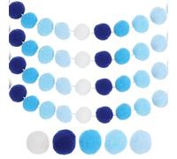 PATIKIL Guirnalda De Pompones De 26 Pies 4 Piezas De Guirnalda De Bolas De Fieltro Coloridas Decoración Colgante De Pompones De Arcoíris para Adornos Decoración Serie Blanca/Azul