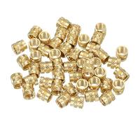 PATIKIL Insertos Roscados 1/4"-20x8x8mm, 50 Pcs Latón Inserto Termofijado Tuercas Roscadas Hembra Tuercas Moleteadas Para Componentes De Plástico E Impresión 3D, Dorado