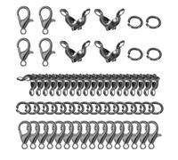 PATIKIL Joyería Fabricación Accesorios Juego, 100uds Langosta Cierre 200uds Cuentas Puntas Nudo Fundas 500uds Abierto Salto Anillo para Joyería Bricolaje, Negro