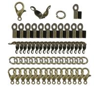 PATIKIL Joyería Fabricación Accesorios Juego 50uds Langosta Cierre 150uds Cuentas Puntas Nudo Fundas 150uds Abierto Salto Anillo 150uds Doblar Sobre Cable Extremo Tapas Bronce