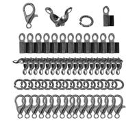 PATIKIL Joyería Fabricación Accesorios Juego 50uds Langosta Cierre 150uds Cuentas Puntas Nudo Fundas 150uds Abierto Salto Anillo 150uds Doblar Sobre Cable Extremo Tapas Negro