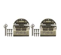 PATIKIL Juego de 2 cierres decorativos vintage (4 cm x 3,3 cm, bronce), cierre de cerrojo retro en relieve y candado "Joyful", apto para joyería/caja de madera/armario