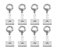 PATIKIL Juego de 8 pernos de ojo M8 x 15 mm, anillo de elevación de acero inoxidable 304 roscado con tuercas, resorte y arandelas planas para colgar correas de amarre al aire libre e interior