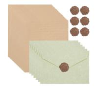 PATIKIL Juego de Papelería 4x6 Pulgadas Beige Oscuro 6 Paquetes | Cartas y Sobres, Patrones Pergamino, con Cera de Sellado, Papel de Carta Rayado Bonito, Retro para Escribir a Amigos