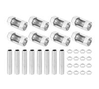 PATIKIL Juego de Reparación de Tubos de Lámpara de Rosca Fina M10 8 Piezas Tuerca de Acoplamiento Hexagonal de Metal M10×30 con Tubo Roscado y Tuerca Hexagonal para Luz Extensión